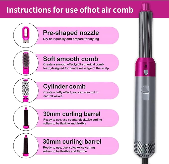 𝙉𝙤𝙤𝙧é 𝙂𝙡𝙤𝙬™ Hot Hair Brush 5 in 1 – فرشاة الشعر الساخنة 5 في 1